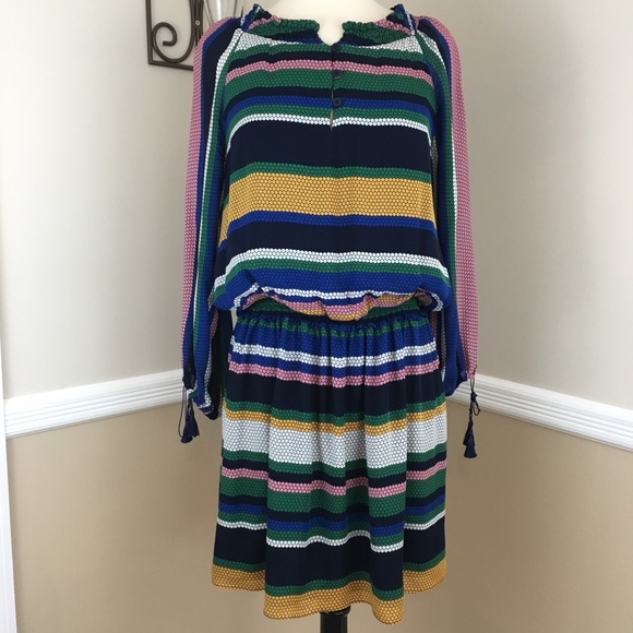 {Shoshanna} Ralston Multi Color Striped Silk Dress - Picture 2 of 8